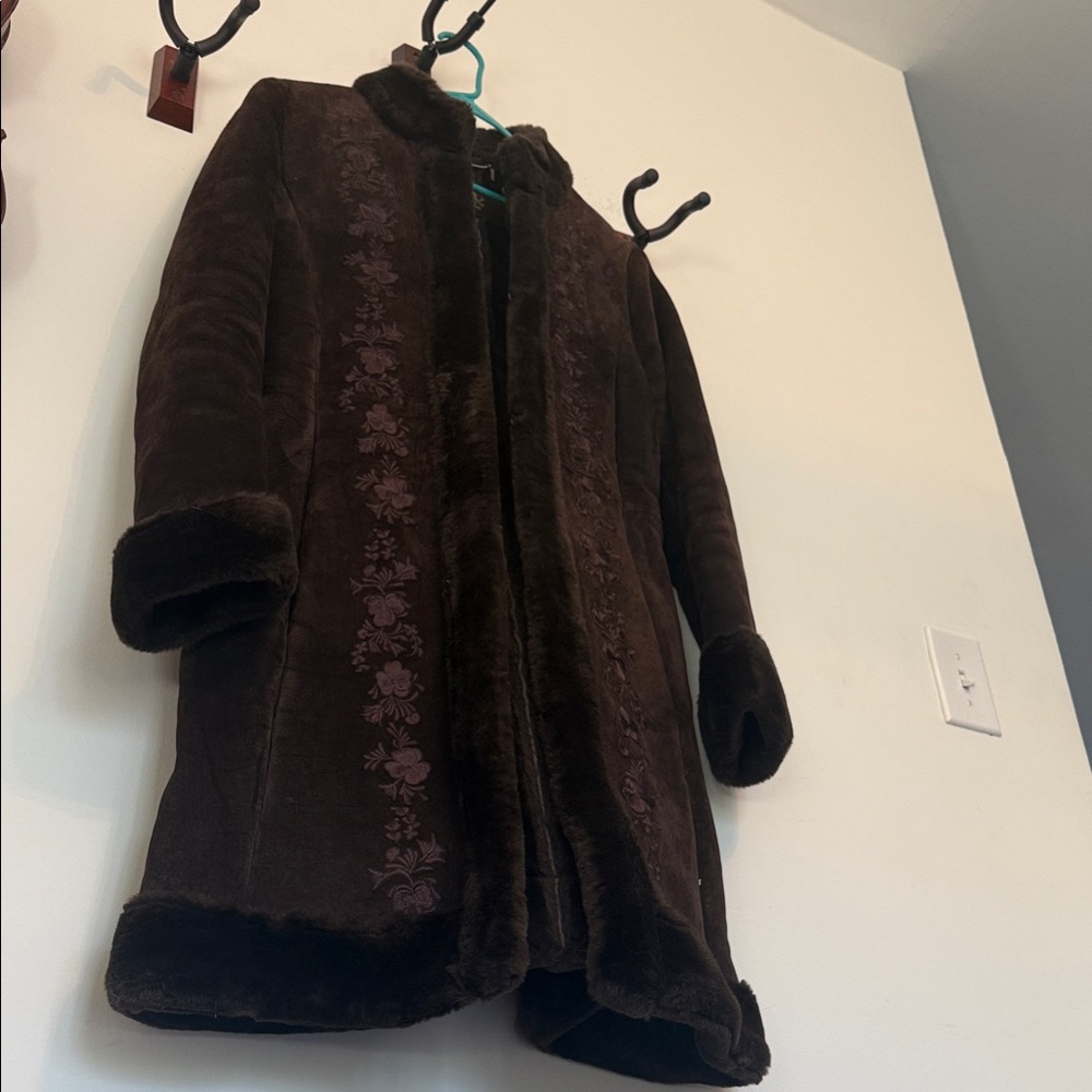 Guess Vintage Suede and Faux Fur Penny Lane Coat